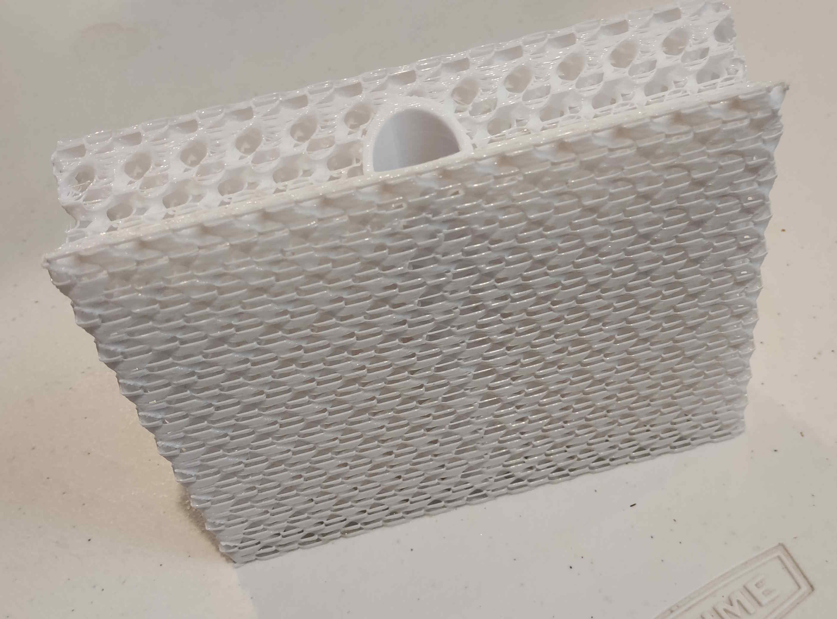 Close-up of the 3D printed evaporative pad